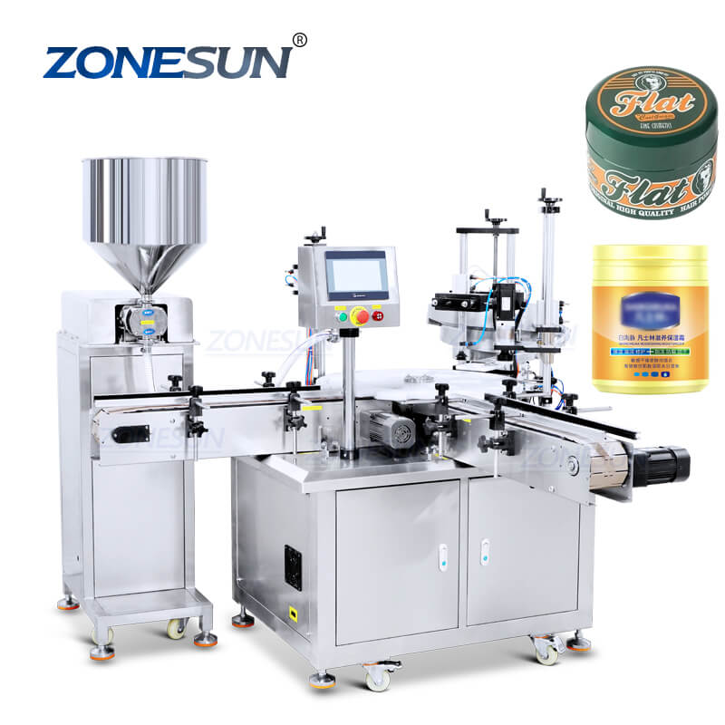 ZONESUN ZS-AFC26 Automatic Rotor Pump Cosmetic Cream Skincare Serum Hair  Mask Round Bottle Monoblock Filling Capping Machine