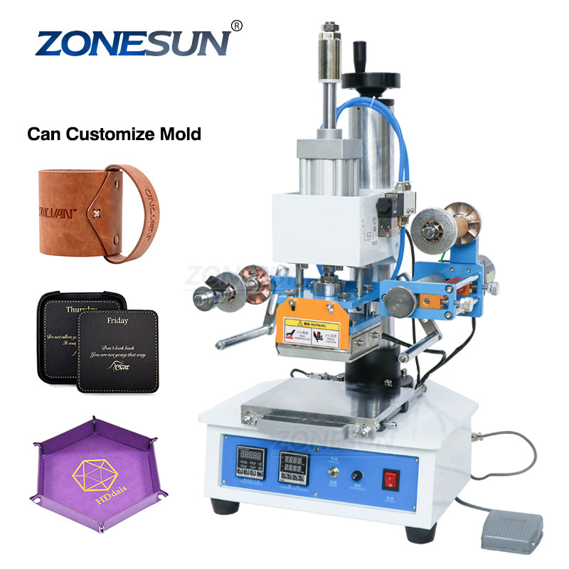 ZY-819H Pneumatic Hot Foil Stamping Machine For Custom Logo Leather Wood  Burning
