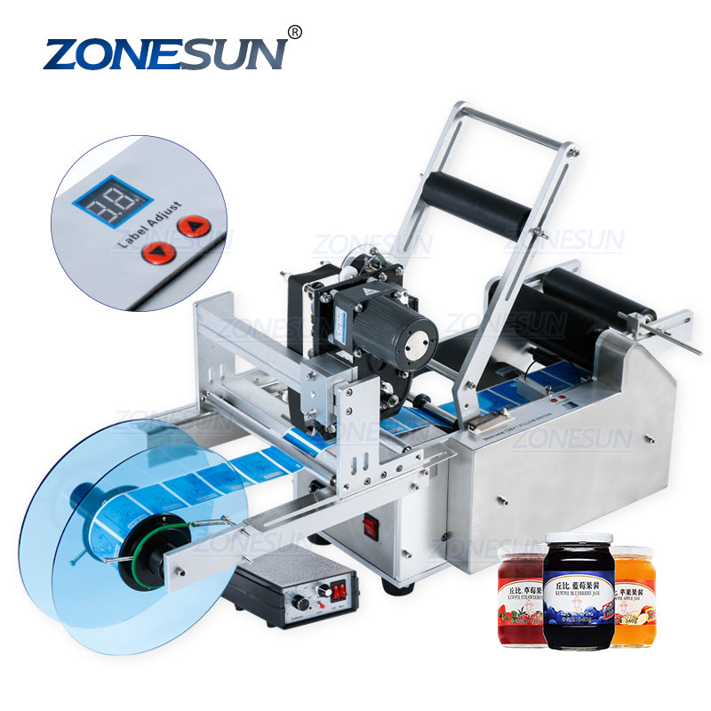 TB-YL50D Semi Automatic Label Applicator Glass Round Bottle Labeling M –  ZONESUN TECHNOLOGY LIMITED