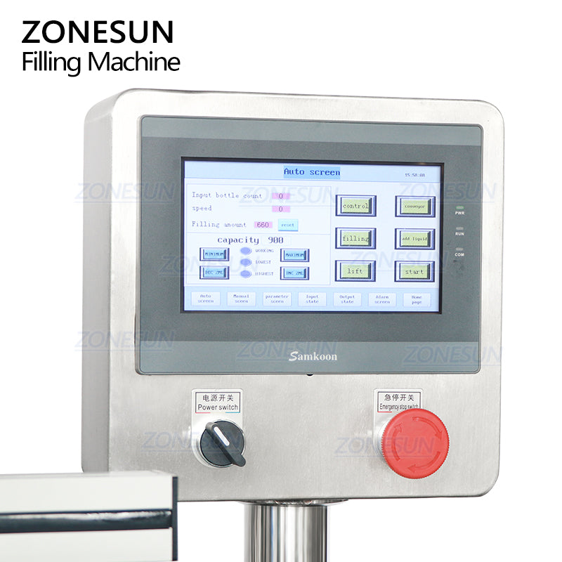 control panel of servo filling machine