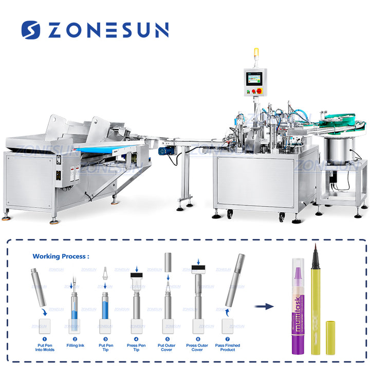 brush pen filling capping machine