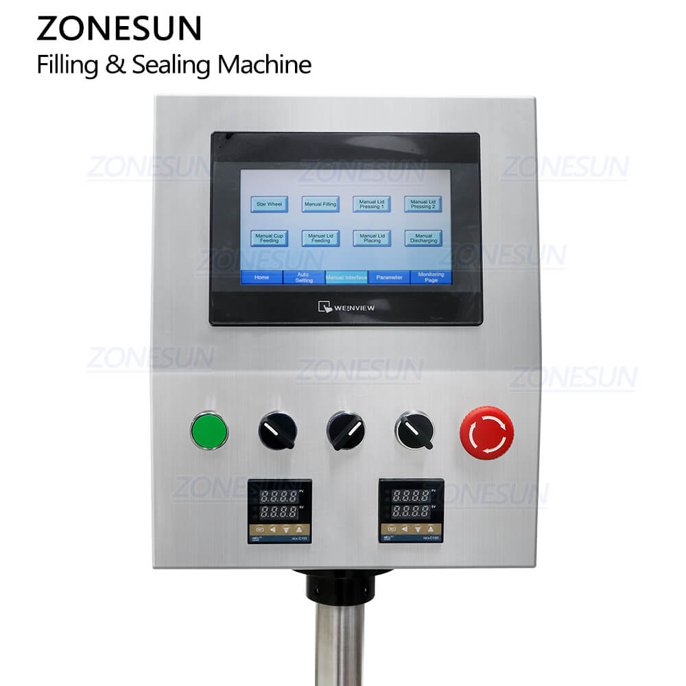 panel of cup filling sealing machine