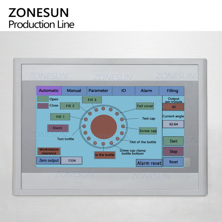 control panel of oral liquid filling machine