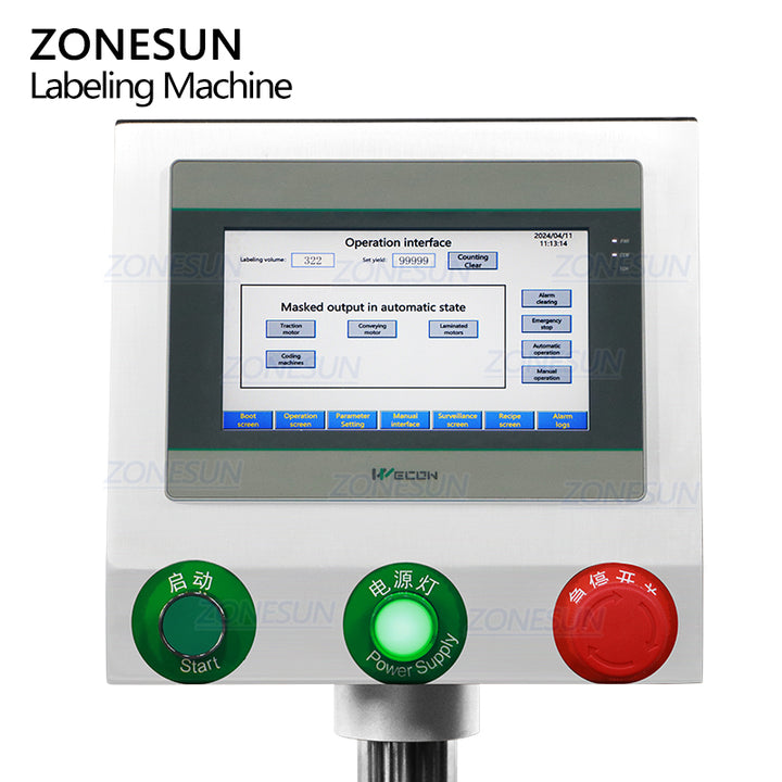 panel of glass vial label applicator