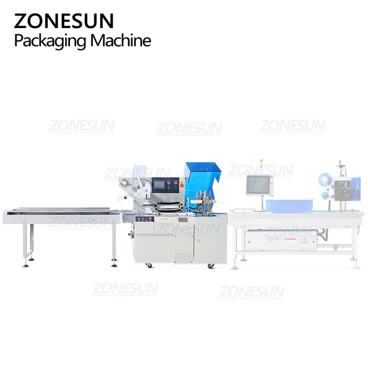 flow packing machine with weighing-price labeling machine