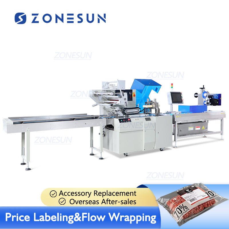 weigh price label with flow wrapper