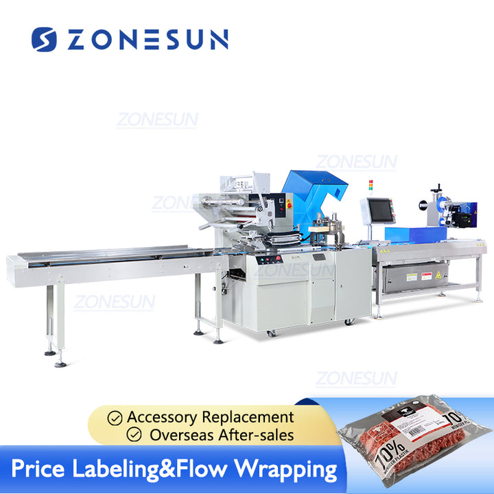 weigh price label with flow wrapper