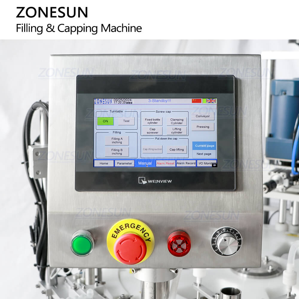 panel of filling machine