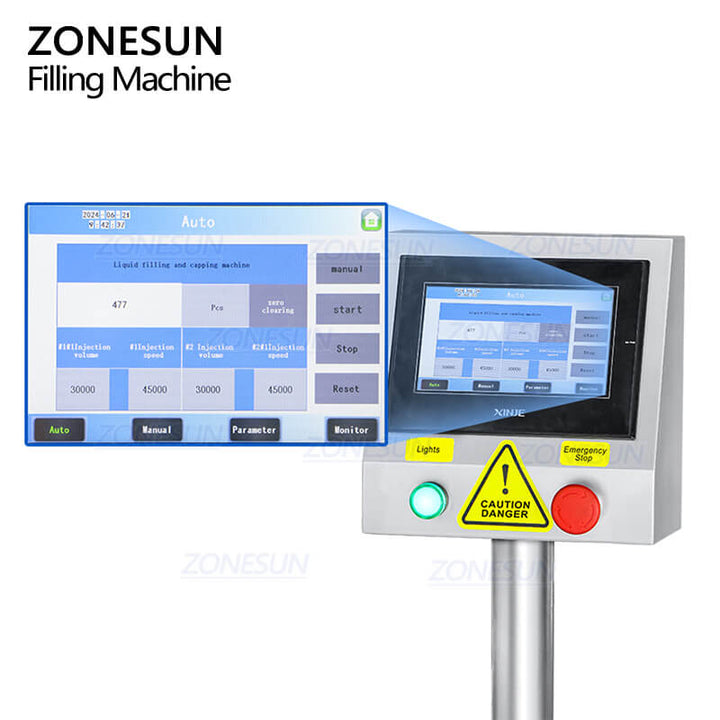 control panel of automatic vial filling capping machine