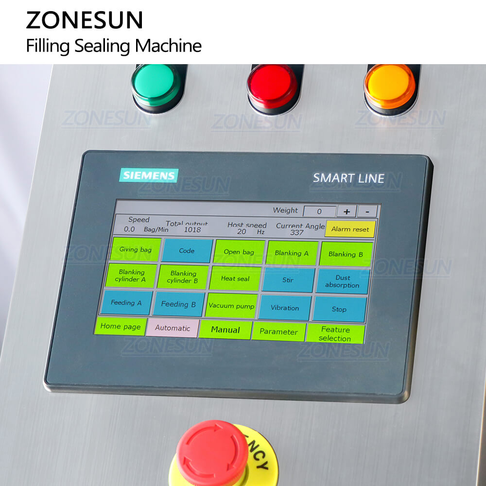 panel of liquid filling sealing machine