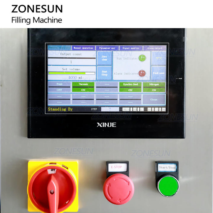 control panel of bag in box filler