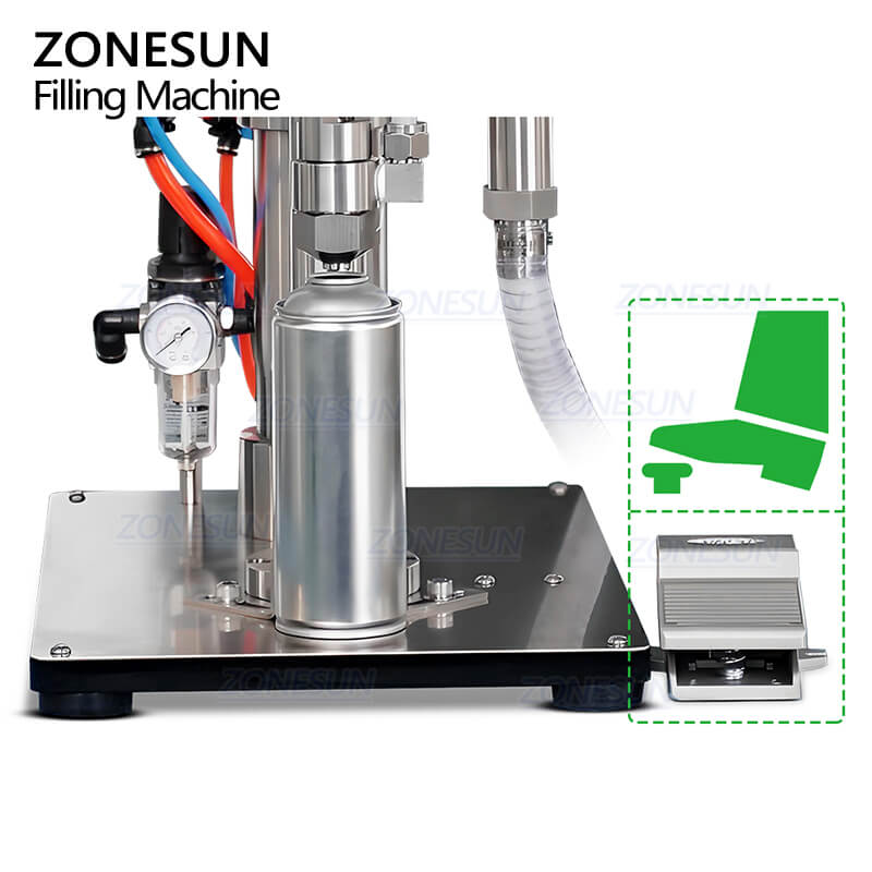 pedal control of aerosol filling machine