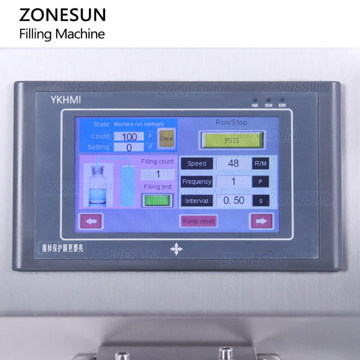 control panel of filling machine