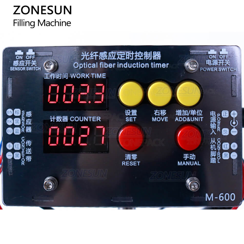 control panel of filling machine