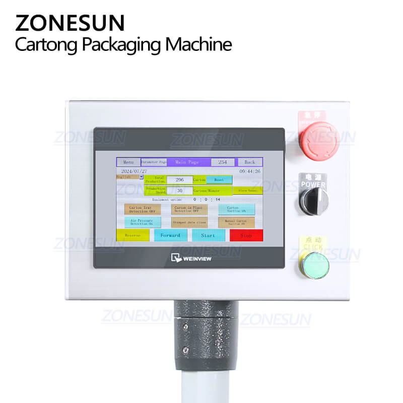 control panel of box folding machine