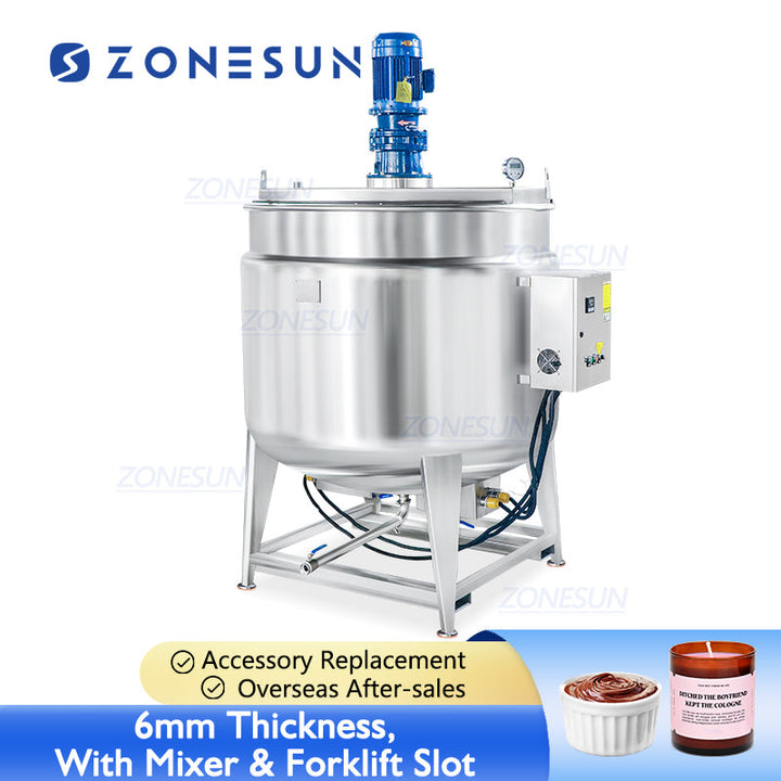 ZONESUN ZS-MB2000LH Customizable Double-Layer Stainless Steel Storage Tank Chocolate Fruit Jam Heating Mixing VEquipment