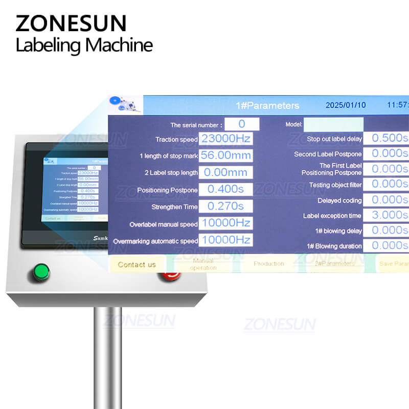 control panel of labeling machine