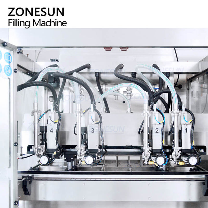 Zonesun ZS-VTPF4 Motor Servo automat 4 capete Piston Pompa Fac Cremă Loțiune Flacon Urmărire Pagini Mașini de umplere