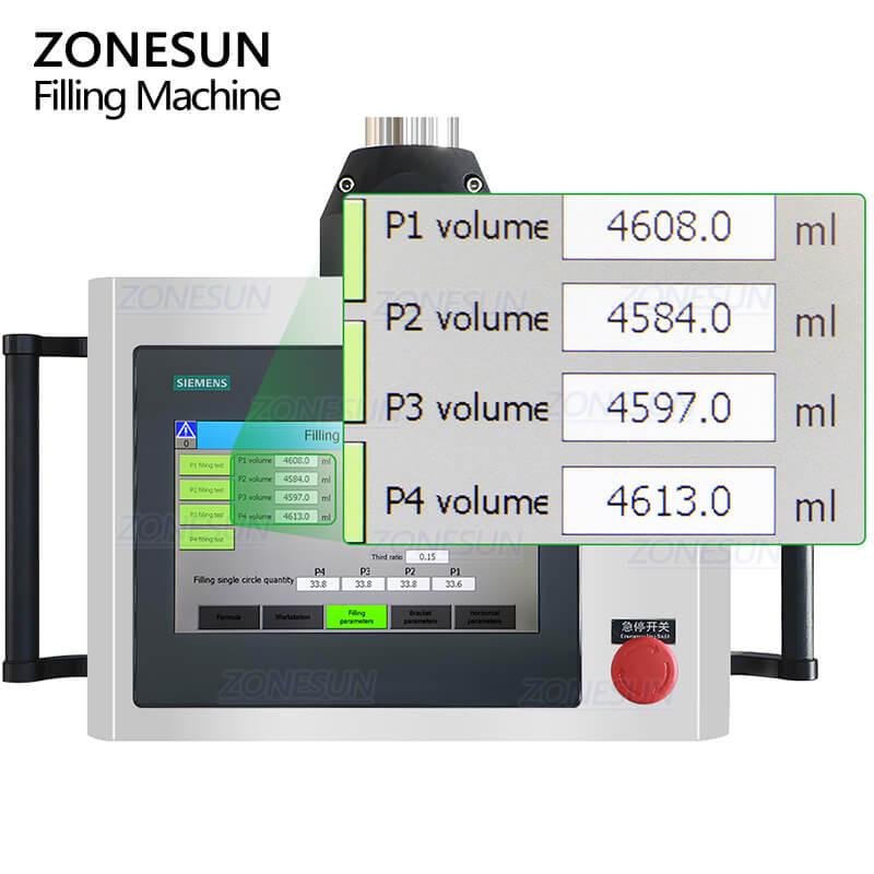 control panel of tracking filling machine