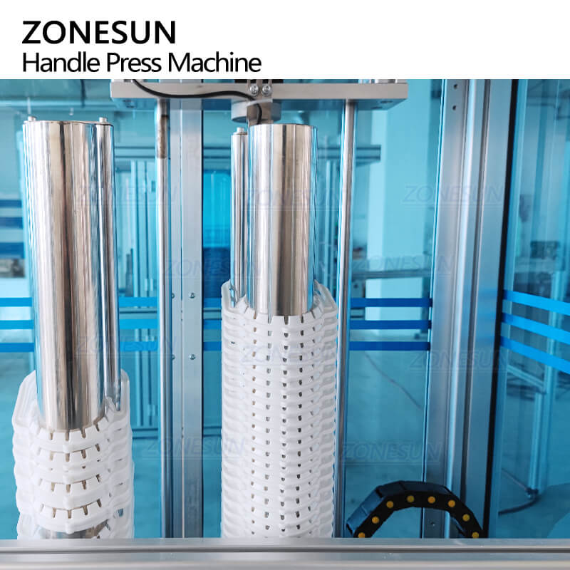 Zonesun zs-yg18 automático grande água mineral comestível odível garrafas de plástico de pet lacting alça de pescoço Aplicador elevação de anel inserir equipamento de embalagem de máquina equipamento