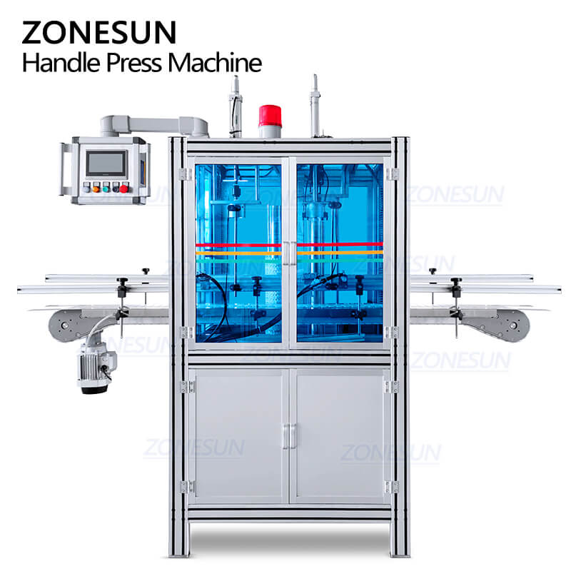 ZONESUN ZS-YG18 التلقائي الكبير للمياه المعدنية زيت الطعام PET الزجاجات البلاستيكية مقبض الرقبة قضيب حلقة رفع إدراج آلة معدات التعبئة والتغليف
