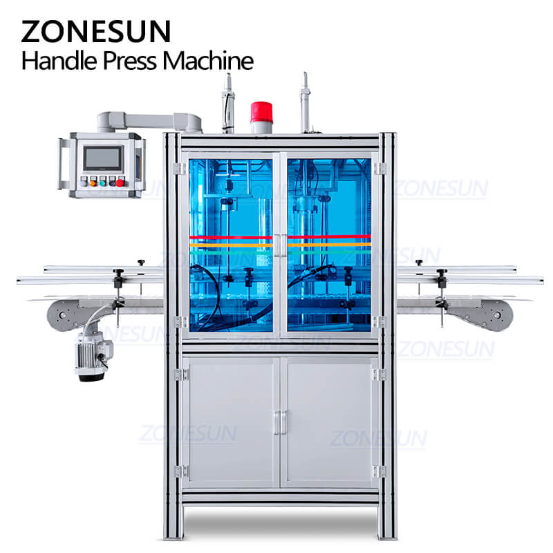 ZONESUN ZS-YG18 Automatic  Large Mineral Water Edible Oil PET Plastic Bottles Neck Handle Applicator Ring Lifting Insert Machine Packaging Equipment