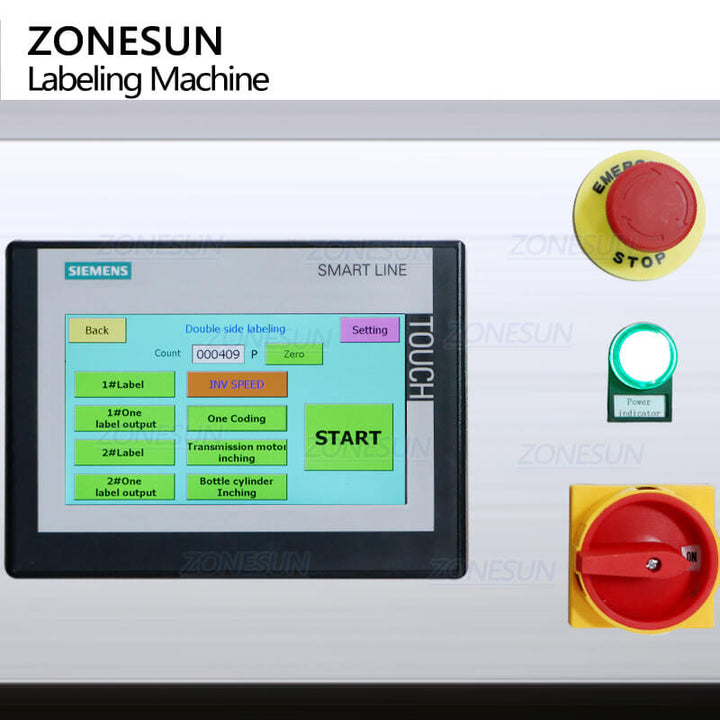 control panel of automatic bottle labeling machine