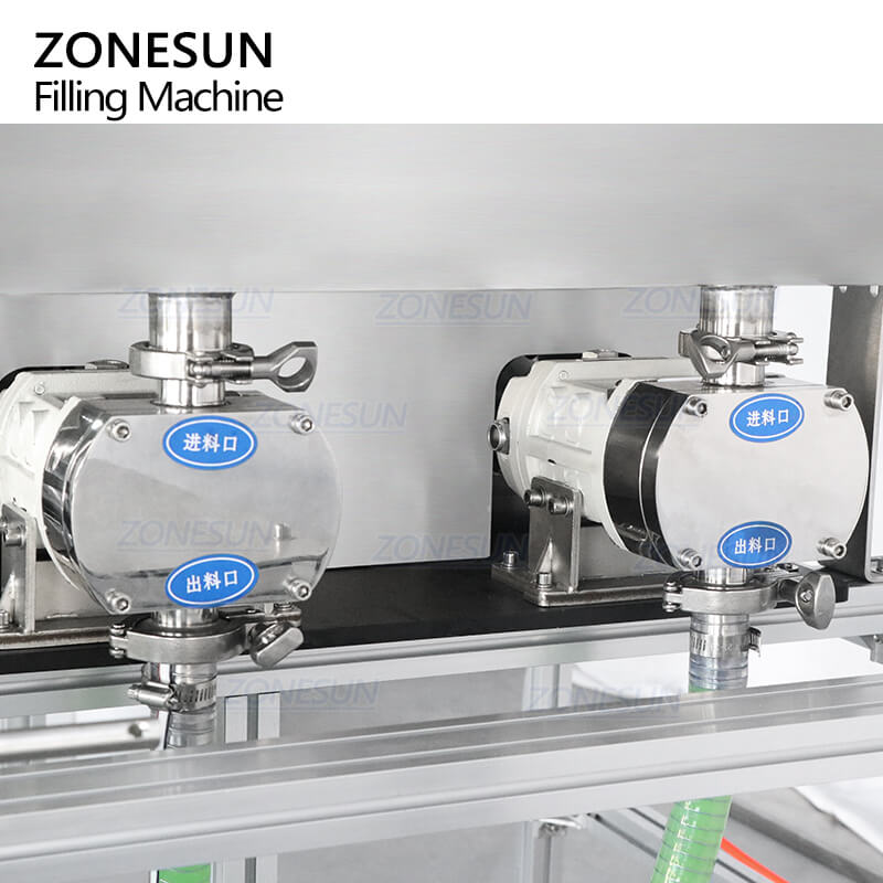 ZONESUN ZS-DTGT900U2 منضدية أوتوماتيكية مضخة الفص الدوار رؤوس مزدوجة سمكا السائل لصق العسل الصلصة الحارة شراب التجميل كريم ملء آلة