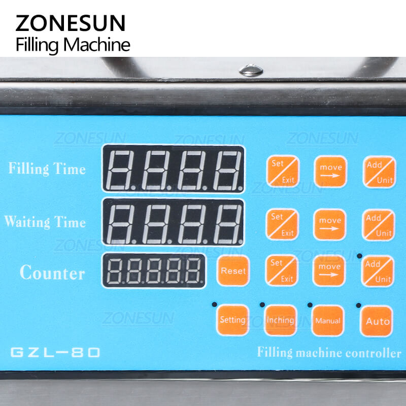 control buttons of semi-automatic peristaltic pump filler