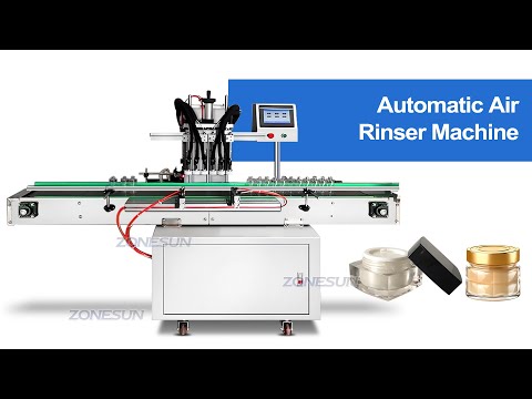 ZS-NIC2 Automatic Inline 4 Heads Negative Ion Air Rinser Face Cream PET Glass Bottle Washing Machine