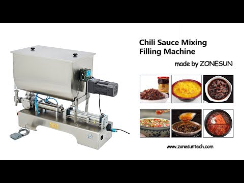 ZONESUN ZS-GTU1 Semi-automatic Single Head Chili Sauce Tabasco Sriracha Sauce Peanut Butter Mixing Filling Machine With Mixer