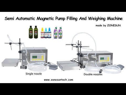 ZONESUN ZS-MP252W Double Heads Magnetic Pump Drinks Essential Oil Ink Liquid Bottle Filling and Weighing Machine