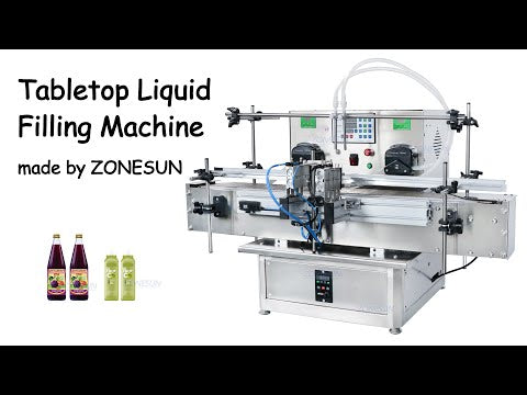 ZONESUN ZS-DTPP4C Desktop Automatic Peristaltic Pump Liquid Filling Machine For Milk Water Solvent Filler With Chain Conveyor Belt