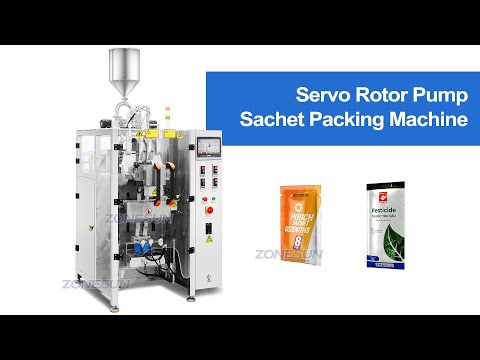 ZONESUN ZS-FS04 Double Lane High Speed Vertical Servo Rotor Pump Ketchup Mustard Paste Sachet Filling Sealing Packing Machine