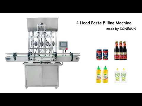 ZS-YT4T-4P 4 Nozzle Automatic Paste Filling Machine For Honey Sauce Cream Lotion