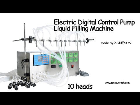 ZONESUN Electric Digital Control Pump Liquid Filling Machine 3-4000ml For Liquid Perfume Water Juice Essential Oil With 10 Heads