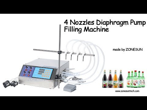 ZONESUN 4 nozzles Bottle Liquid Filling Machine For Perfume Water Juice