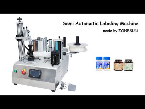 ZONESUN ZS-TB300W Semi-automatic Flat Surface Hexagonal Jar Bottle Sticker Labeling Machine