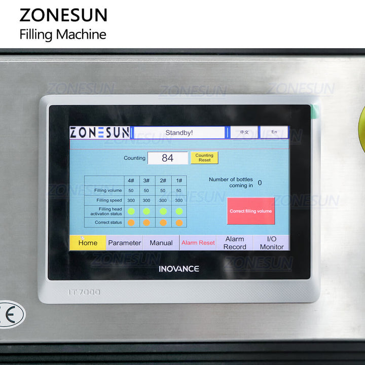 control panel of servo liquid filling machine