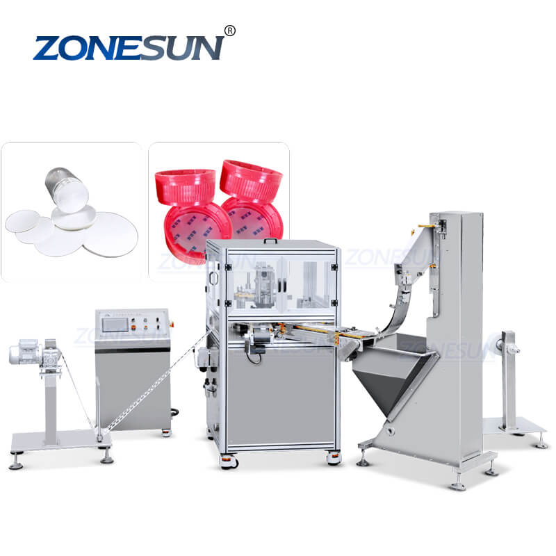 ZS-WIM02 Automatic Induction Cap Lining Machine Aluminium Foil Wad Cutting  Inserting Machine For Plastic Bottle Sealer